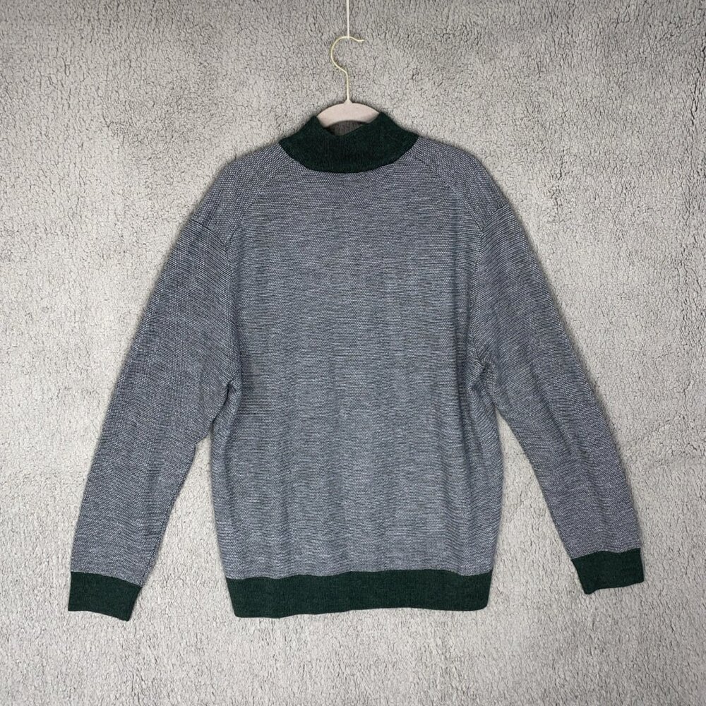 UNTUCKit 100% Merino Wool 1/4 Zip Men's Pullover sweater Sz XL Green/Gray - Picture 2 of 8